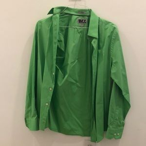 The brightest green men’s button down medium from express.  Neck 15-15.5